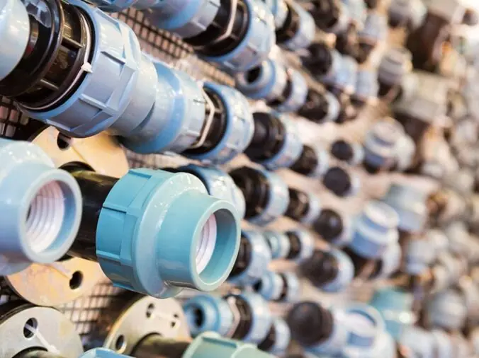 PVC unions in a Toledo plumbing supply shop